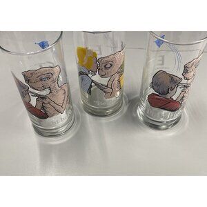 Set of 3 Vintage Pizza Hut E.T. Extra-Terrestrial Glasses -1982 Excellent Cond.